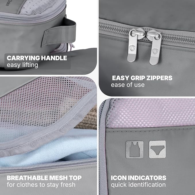 Traveler's Choice Cloverland Packing Cubes, 5-Piece Set, Dark Gray - Image 4
