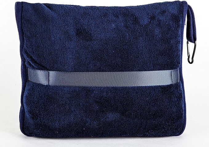 BlueHills Premium Soft 2-Pack Travel Blanket Pillows Airplane - Navy Blue | 2 Pack Travel Blanket Pillows for Two, Hand Luggage Belt & Carabiner, Matching Travel Gifts, Compact & Packable, Long Flights - Image 9
