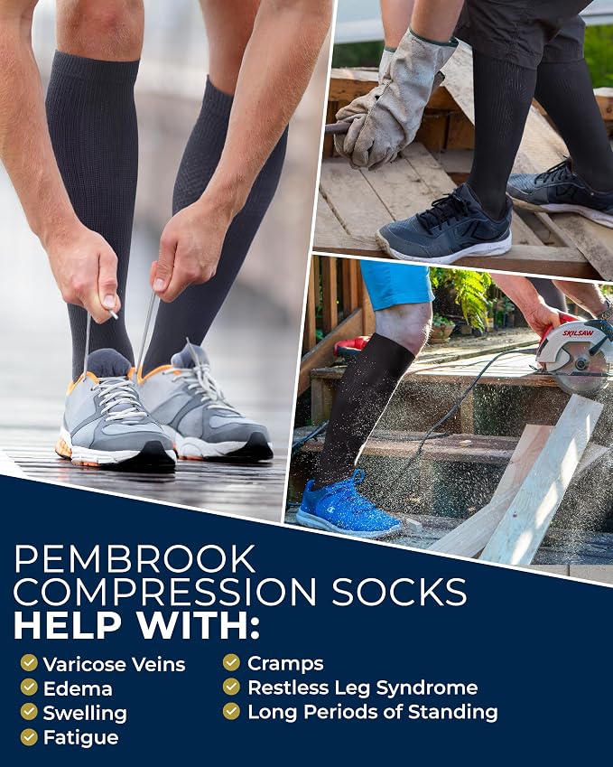 Pembrook® Light Compression Socks for Men & Women - 3 Pairs | 8-15 mmhg Compression Dress Socks for Men | Support Socks - Image 4