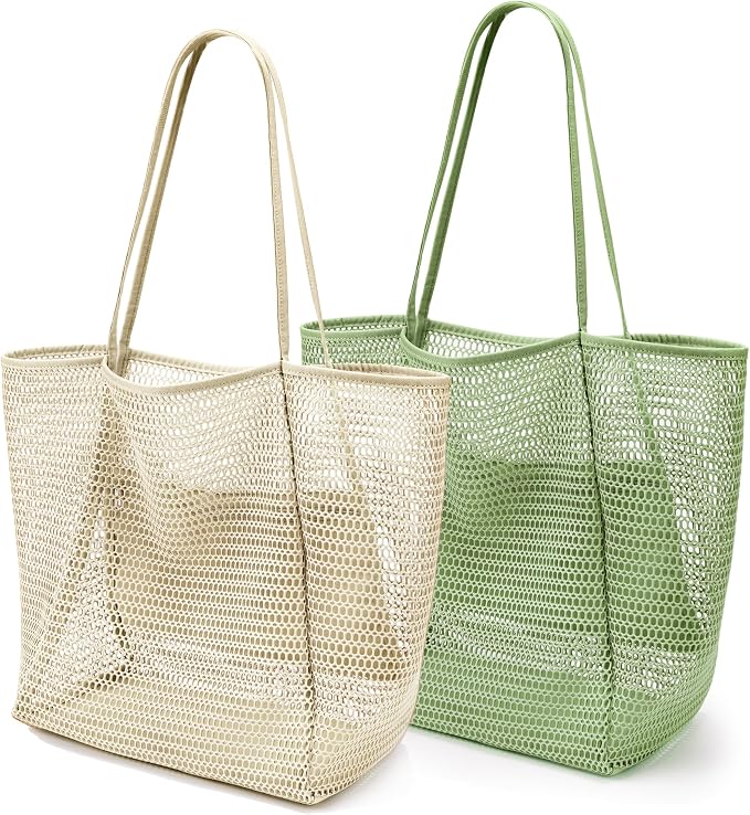 KALIDI Beach Mesh Tote Bag, Casual MAX 23L Summer Foldable Hobo Bag Women | Sandproof Widen Strap Large Shoulder Bag For Lake Pool Vacation Travel Picnic Grocery Market Shopping Carrier by KALIDI
