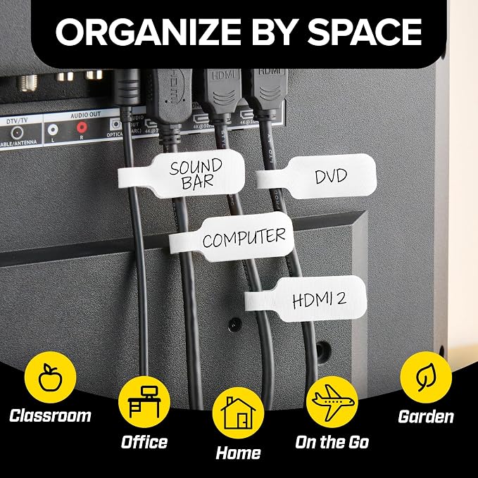 Wrap-It Storage Cable Labels - Medium, White (30-Pack) Write On Cord Labels, Wire Tags for Cable Management and Organizer for Electronics, Computers and More | Write On Cord Labels and Wire Tags for Electronics Cable Management - Image 6