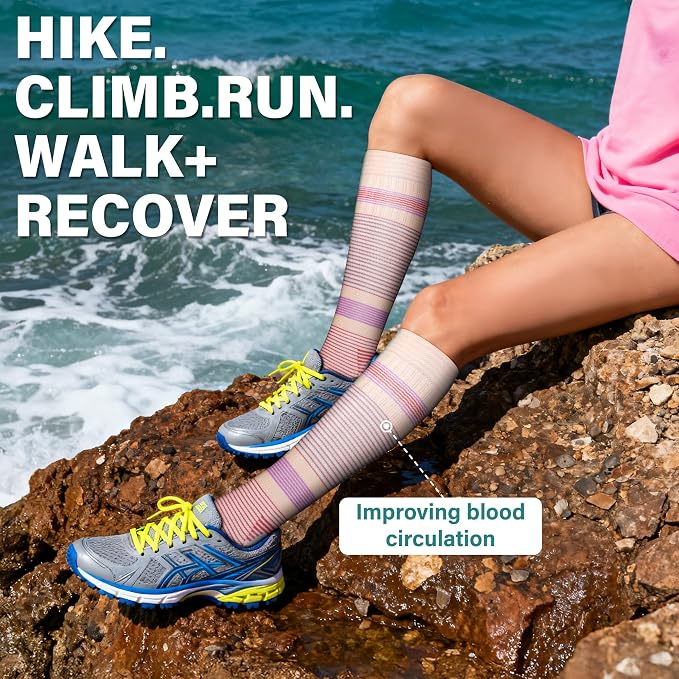 Acture 6 Pack Compression Socks for Women and Men - Knee High for Medical, Running, Nurses, Travel - Image 5