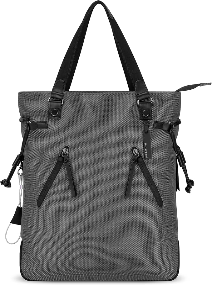 Sherpani Tempest, Anti Theft Convertible Backpack Tote, 14L Travel Backpack, Travel Gifts for Women, Handbags, RFID Protection, Metal Hardware, Fits 15” Laptop (No Sleeve) (Granite Signature) by SHERPANI