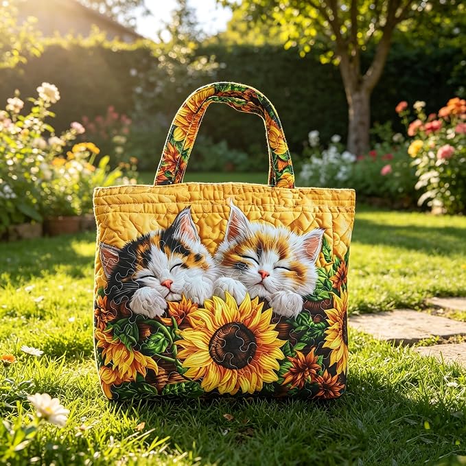 Women's Quilted Tote Bag – Lightweight Large Capacity Foldable for Travel | 20.87" L x 15.75" H - Image 3