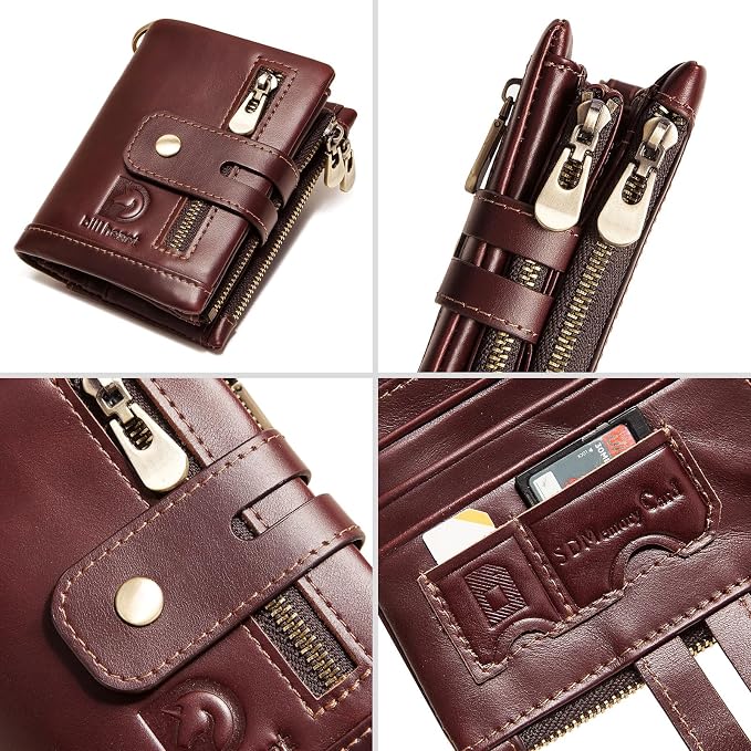 Chain wallets for men, Genuine Leather Biker Wallet with RFID Blocking Brown Color with Chain… - Image 6