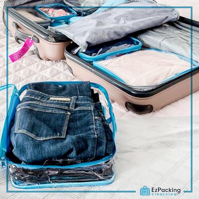 Clear Packing Cubes set of 4 / Packs 7-10 Days of Clothes/Premium PVC Plastic Storage Bags - Image 8