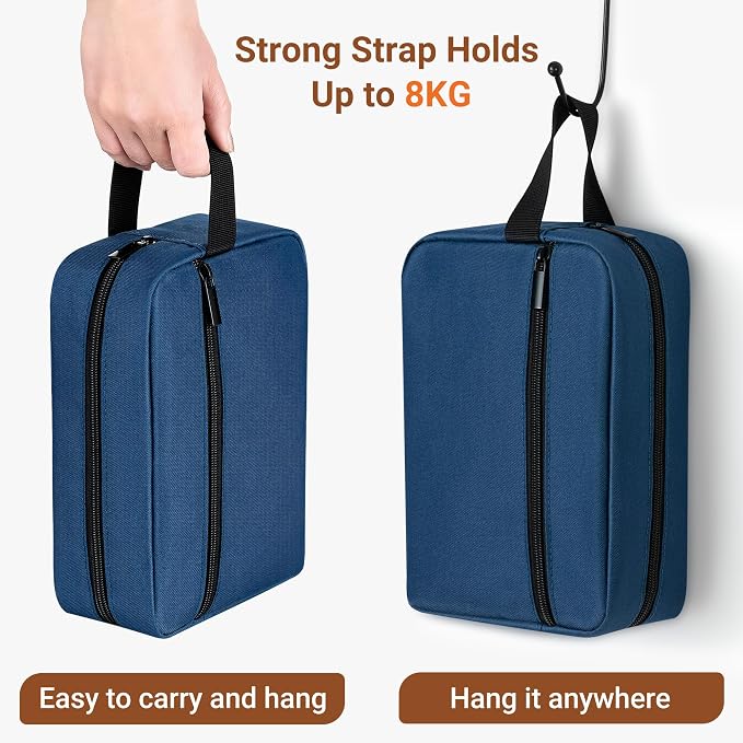 Elviros Travel Toiletry Bag for Women and Men,Lightweight Makeup Bag Hanging Dopp Kit with Shaving Compartment Cosmetic Organizer Small Tool Bag Travel Essentials,Gifts for Men(Navy Blue) - Image 3