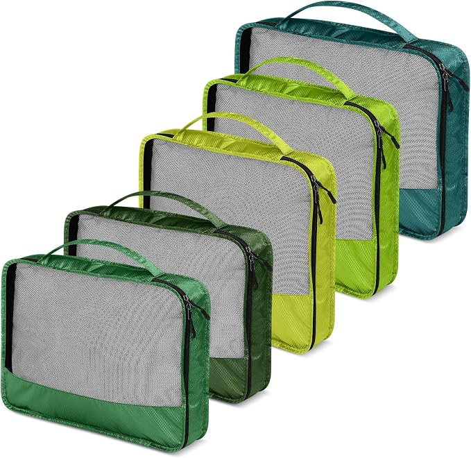 5 Pcs Packing Cubes for Suitcase Large Travel Cubes Carry on Luggage Organizer Bags for Clothes Accessories(Mixed,Green) - Image 4