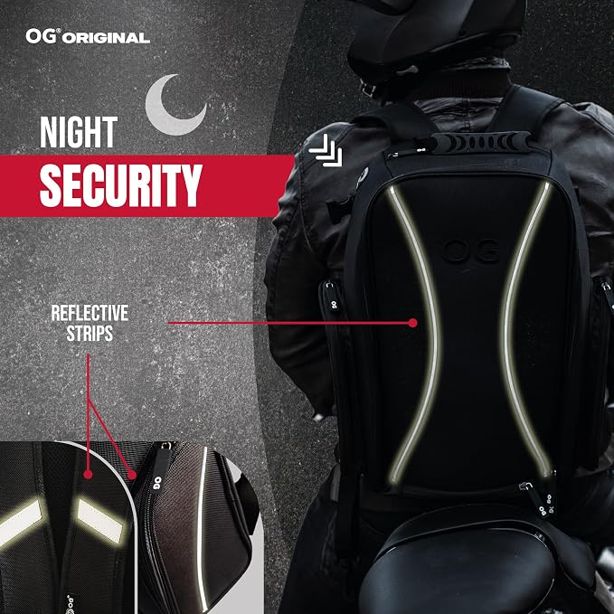 GO Waterproof Motorcycle Backpack Compact 20L for 2 Helmets 2 Carry Options | Lightweight design with laptop compartment, helmet strap and reflective details for cycling and motorcycle rides. - Image 2