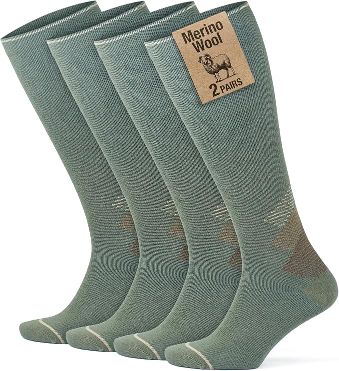 GoWith 15-20 mmHg Merino Wool Compression Socks, Thermal Travel Socks, Cushioned Knee High Hiking Socks for Men/Women by GoWith