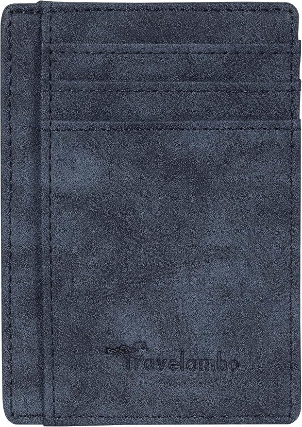 Travelambo Slim Wallet Front Pocket Minimalist Leather RFID Blocking Medium Size - Image 4