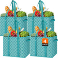 Reusable Grocery Bags 4 Pack, Foldable & Water Resistant Shopping Bags | Large Grocery Tote Bag Water Resistant Shopping Bags Foldable Grocery Bag for Clothes,Shoes and Picnic by WiseLife