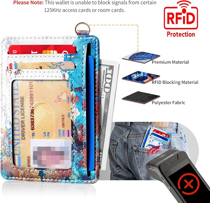 Mayski Slim Wallet, Credit Card Holder for Women, Minimalist Front Pocket RFID Blocking Card Cases, Small Wallet Women Men(Whale) - Image 4