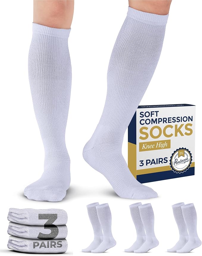 Pembrook® Light Compression Socks for Men & Women - 3 Pairs | 8-15 mmhg Compression Dress Socks for Men | Support Socks by Pembrook