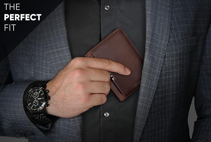 SERMAN BRANDS - Wallets for Men Slim Mens leather RFID Blocking Minimalist Card Front Pocket Bifold Travel Thin - Image 2