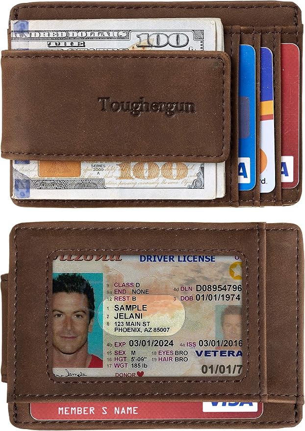 Toughergun Slim Wallet for Men RFID Blocking Money Clip, Minimalist Front Pocket Credit Card Holder, Magnetic Thin Mens Wallets with ID Window - Image 2