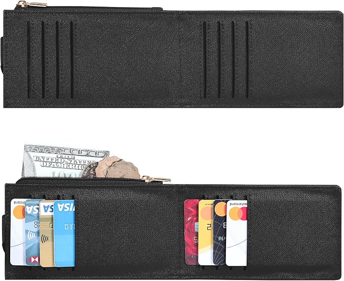 Chelmon Women's RFID Slim Card Holder Wallet | Thin Bifold Multi Card Case with Zipper Coin Pocket Purse for Women(Black) - Image 5