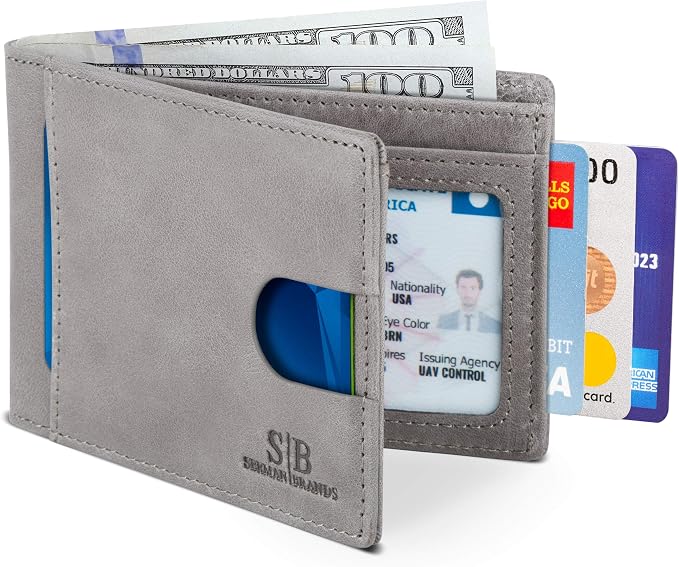 SERMAN BRANDS RFID Blocking Slim Bifold Genuine Leather Thin Minimalist Front Pocket Wallets for Men Billfold Wallet Men Gift by SERMANBRANDS