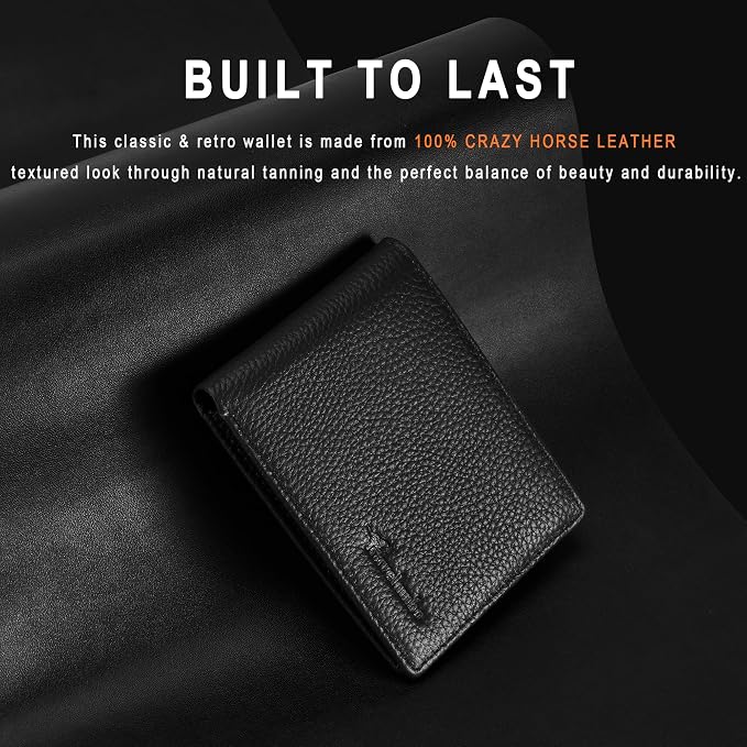 Travelambo Genuine Leather Wallet for Men with Gift Box - Handmade Bifold Stylish - Mens Wallets Rfid Blocking with 2 ID Windows - Image 2