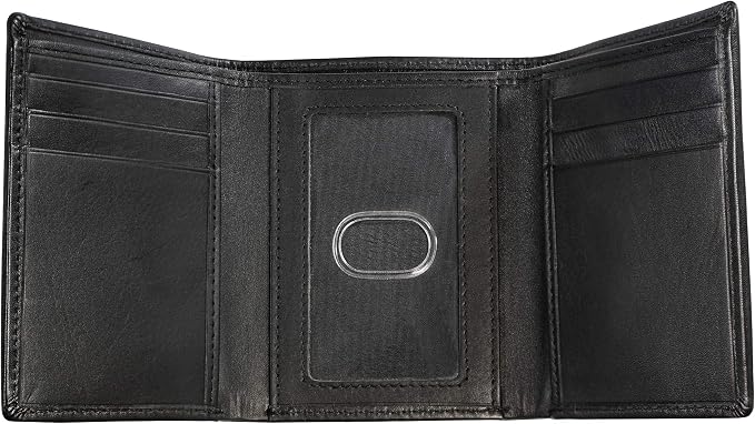 BULL GUARD RFID Leather Trifold Wallets for Men ID Window, Secret Pocket, Black - Image 6