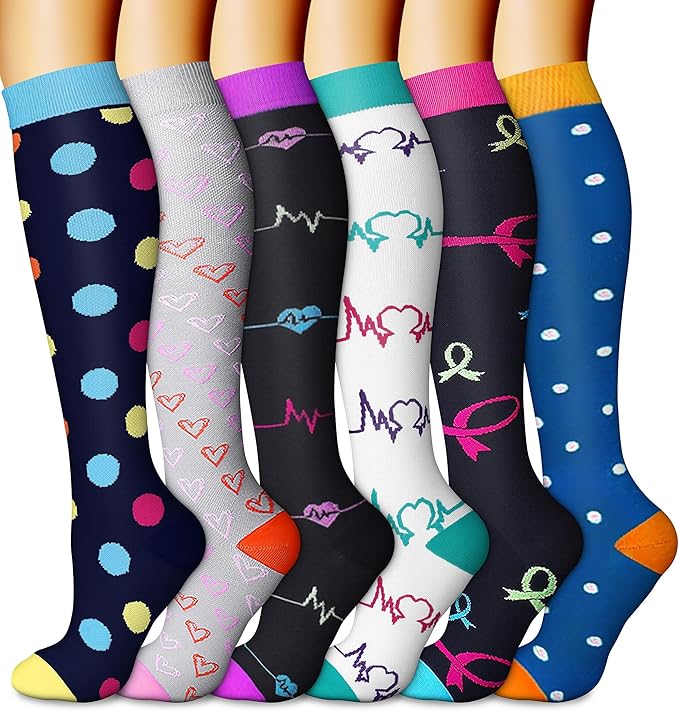 CHARMKING 6 Pairs-Compression Socks for Women & Men Circulation Best Support for Nurses, Running, Athletic,Flight Travel by CHARMKING