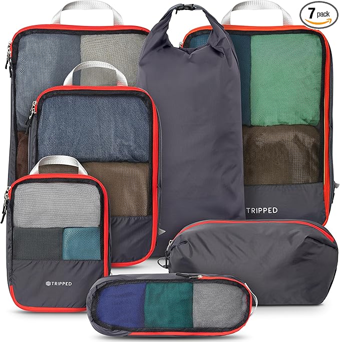 TRIPPED Travel Gear Large Compression Packing Cubes 7-Piece Set for Travel by TRIPPEDTravelGear
