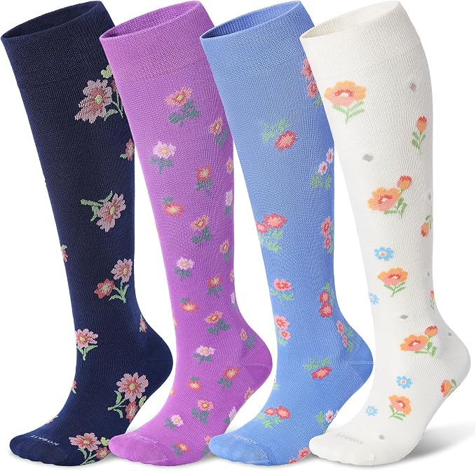LEVSOX Viscose Made from Bamboo Compression Socks for Pregnant Women 20-30 mmHg Knee High Cute Mens Supports Socks for Travel by Levsox