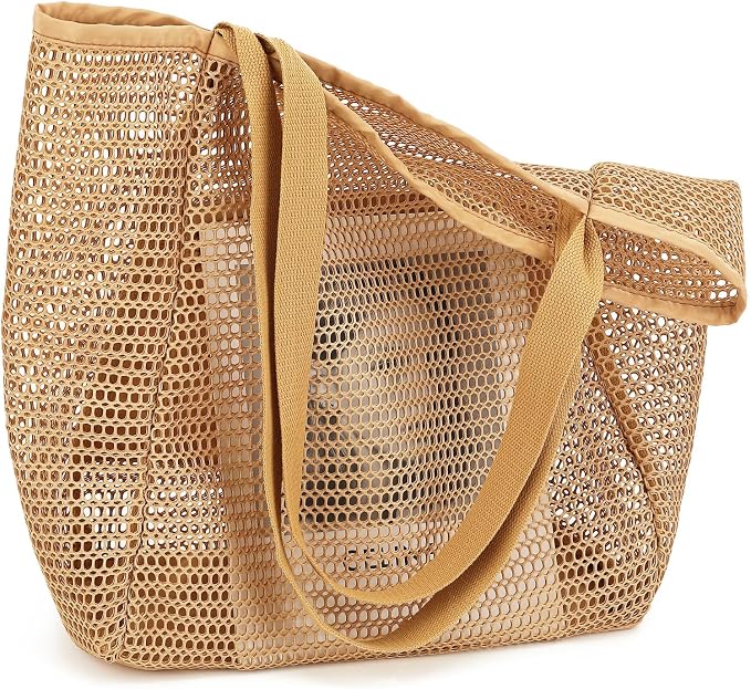 Fammart Mesh Beach Bag for Women, Summer Straw Tote Hobo Pool Bags with Zipper Pocket, Travel Vacation Cruise Essentials 2026 - Image 8