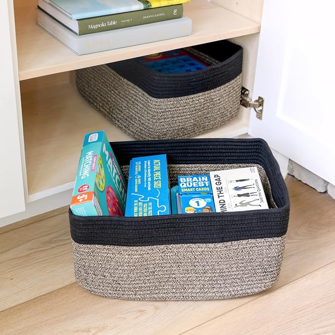 NaturalCozy Storage Baskets 16.8”x13”x7.6” Cotton Rope Woven Baskets for Organizing 3-Pack | Toy Storage Bins | Basket for Shelves, Laundry, Blanket, Clothes, Closet, Kitchen, Bathroom, Gifts - Image 8
