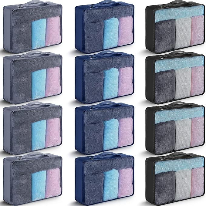 Tudomro 12 Pcs Large Packing Cubes Luggage Organizers for Suitcase Mesh Travel Organizer Bags Travel Packing Organizers for Traveling Camping Hiking by Tudomro