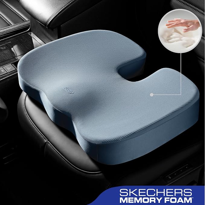 Skechers Memory Foam Seat Cushion,Office Chair Cushion for Tailbone Pain Relief,Butt Pillow for Office Chair,Car seat Cushion,Computer Desk,Long Sitting Office Workers,and Car Drivers,Blue - Image 2