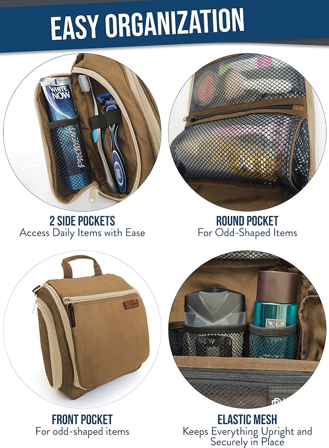D&D Wanderlust D&D Hanging Travel Toiletry Bag for Men and Women – Cosmetics, Makeup and Toiletries Organizer Kit with 10 Compartments - Image 4