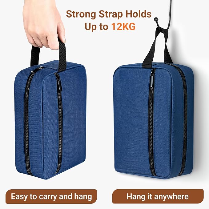 Elviros Travel Toiletry Bag for Women and Men,Lightweight Makeup Bag Hanging Dopp Kit with Shaving Compartment Cosmetic Organizer Large Tool Bag Travel Essentials,Gifts for Men(Large,Navy Blue) - Image 4