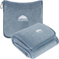 BlueHills Premium Soft Long Travel Blanket Airplane Throw - Grayish Blue | 70 X 48 Long Travel Blanket Pillow, Luggage Strap & Backpack Clip, Large Compact 2 in 1 Throw Airplane Traveling Essentials by BlueHills