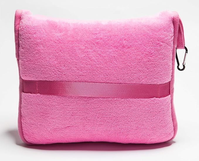 BlueHills Premium Soft Travel Blanket Pillow 2-in-1 Combo Plane Cute - Pink | Packed in Soft Bag Pillowcase, Hand Luggage Belt & Backpack Clip, Compact Plane Traveling Essentials Flight Carry-on Comfort - Image 9