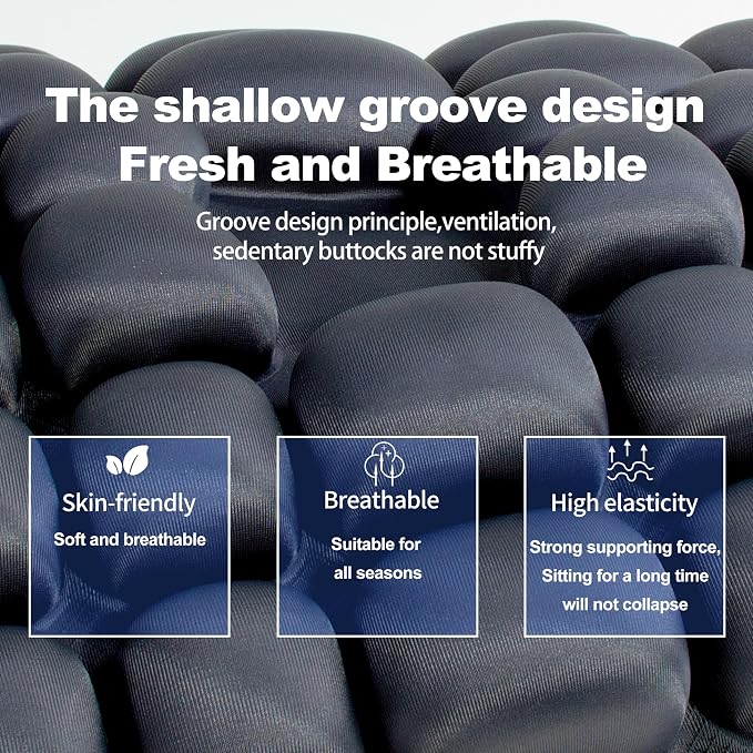 Upgrade Travel Seat Cushion for Airplane,Portable&Adjustable Air Seat Cushion,Coccyx Tailbone Pain Relief Chair Pad,Inflatable Cushion for Wheelchair, Travel,Driving,Office Work - Image 8