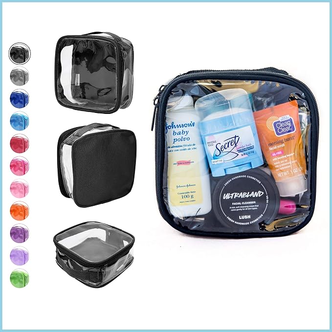 Clear TSA Approved 3-1-1 Travel Toiletry Bag for Carry On/Quart Size Transparent Liquids Pouch for Airport Security/Reusable See Through Vinyl & PVC Plastic Organizer Men Women (Black) - Image 2