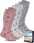 Pembrook® Light Compression Socks for Women - 3 Pairs | 8-15 mmHg Cotton Compression Socks for Pregnancy, Knee High Comfort by Pembrook