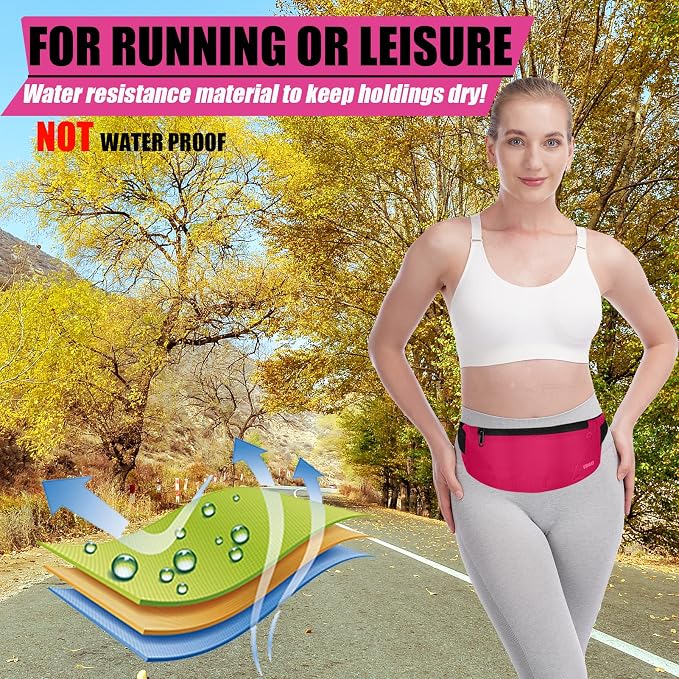 USHAKE Running Belt,Men or Women Ultra Light Bounce Free Waist Pouch Bag Fitness Workout Belt Sport Waist Pack Exercise Waist Bag for iPhone Samsung LG in Running Gym Marathon (Red) - Image 4