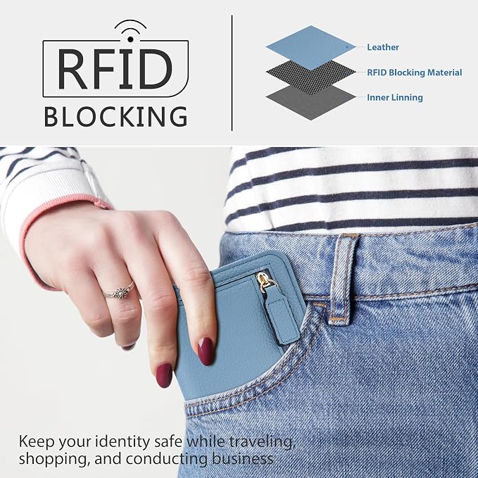 Gostwo Small Wallet for Women, Slim Bifold Credit Card Holder, Compact RFID Blocking Cash Wallet, Billfolds Thin Leather Zipper Pocket, Mini Wallet Gift for Ladies Teen Girls Travel with ID Window - Image 2