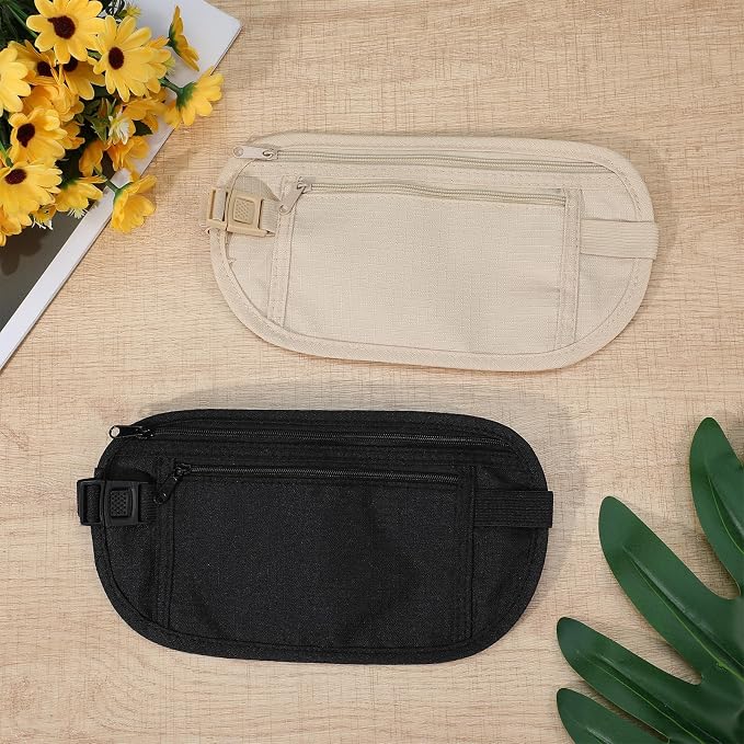 2 Pcs Travel Money Belt for Women,Hidden Money Pouch for Travel,Undercover Anti-Theft Travels Moneys Belt Under Clothes for Cash Cards Passport Keys Mobile Phone for Men Women - Image 7