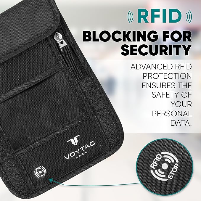 Ultra-Slim Comfort Neck Wallet & Passport Holder - RFID-Protected, Stylish Travel Pouch for Men & Women (Black) - Image 5