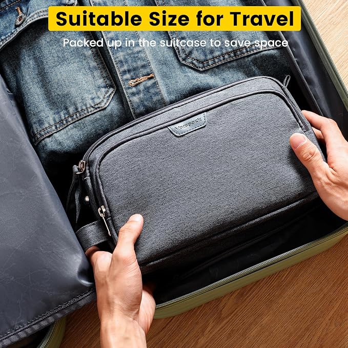 Vorspack Travel Toiletry Bag with Organized Compartment, Medium, Grey | Water Resistant, Wide Opening, with Wet Pocket, Small Travel Bag for Toiletries, Grooming, Shaving, Accessories - Image 7