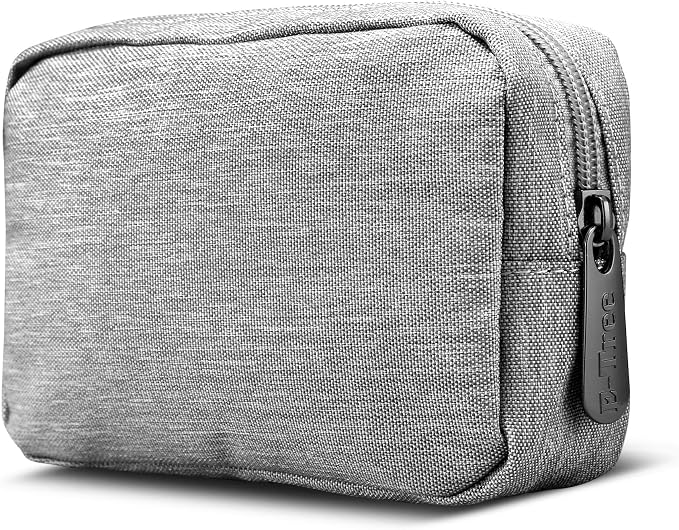 E-Tree Small Makeup Bag, Cosmetic Toiletry Skin Care Make up Little Items Pouch for Purse, Zipper Mini Tech Charger Cable Electronic Organizer Case, Travel Accessories for Women Men Teen, Grey - Image 6