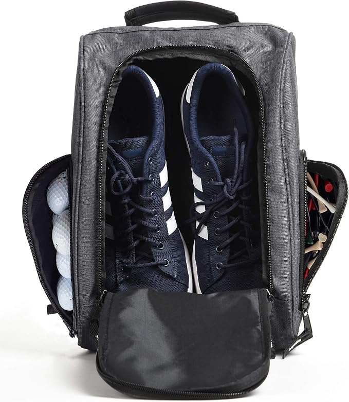 Athletico Golf Shoe Bag - Zippered Shoe Carrier Bags With Ventilation & Outside Pocket for Socks, Tees, etc. (Gray) by Athletico