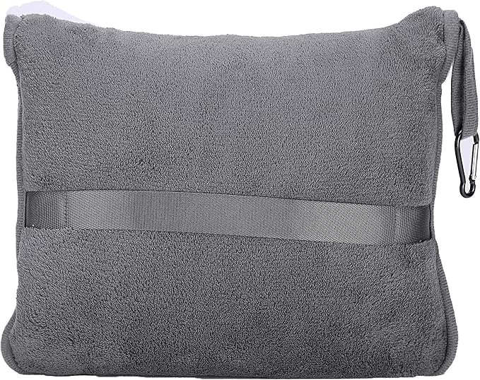 BlueHills Premium Soft Travel Blanket Pillow and Ultra Compact Travel Blanket Value Pack Set of 2 - Airplane Flight Blanket Throw in a case with Strap Compact Pack for Car Plane Travel Gray Grey - Image 3
