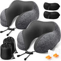 ExploreBliss Travel Pillow, 2 Pack Travel Pillows for Sleeping Airplane, Removable Cover Neck Pillow with Adjustable Clasp, Memory Foam Neck Pillow Set (Dark Grey*2) | Travel Pillows for Airplanes, Neck Pillow Airplane, Memory Foam Neck Pillow Set with... by ExploreBliss
