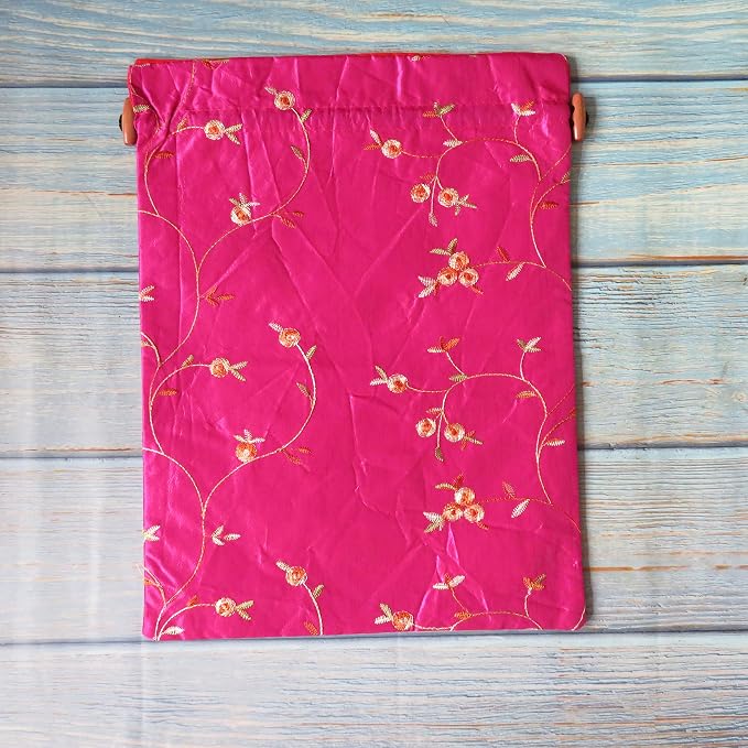 Ouyatoyu 4pcs Embroidered Silk Flower Design Jacquard Travel Bag, Laundry Bags Shoe Bags, Lingerie Bags Underwear Bags for Travel Storage for Men Women Washable Cloth Shoe Bags - Image 7