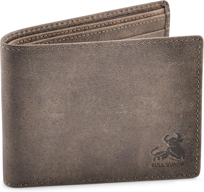 BULL GUARD RFID Mens Bifold Leather Wallet with 2 ID Windows Premium Security Full Grain Leather High Capacity Credit Card Wallet - Image 2