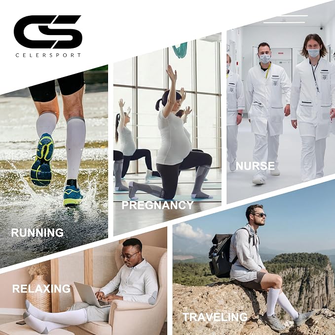 CS CELERSPORT 3/4 Pairs Compression Socks for Men Women Size 6-12 | Knee High Support Socks for Running Nurses Pregnancy Travel Daily Wear - Image 6